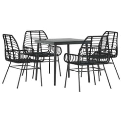 vidaXL Garden Dining Set Poly Rattan Glass outdoor dining set - black, 80 x 80 x 74 cm 4 piece