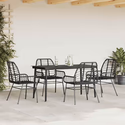 vidaXL Garden Dining Set Poly Rattan Glass outdoor dining set - black, 80 x 80 x 74 cm 4 piece