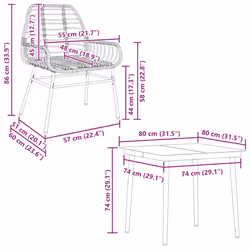 vidaXL Garden Dining Set Poly Rattan Glass outdoor dining set - black, 80 x 80 x 74 cm 4 piece