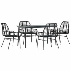 vidaXL Garden Dining Set Poly Rattan Glass outdoor dining set - black, 140 x 70 x 74 cm 4 piece