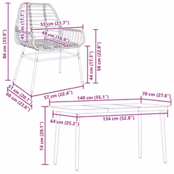vidaXL Garden Dining Set Poly Rattan Glass outdoor dining set - black, 140 x 70 x 74 cm 4 piece