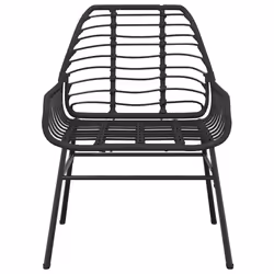 vidaXL Garden Dining Set Poly Rattan Glass outdoor dining set - black, 140 x 70 x 74 cm 4 piece - Additional view 4