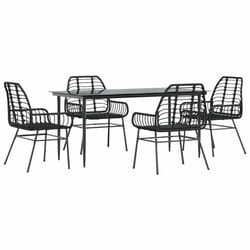 vidaXL Garden Dining Set Poly Rattan Glass outdoor dining set - black, 160 x 80 x 74 cm 4 piece