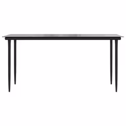 vidaXL Garden Dining Set Poly Rattan Glass outdoor dining set - black, 160 x 80 x 74 cm 4 piece - Additional view 7