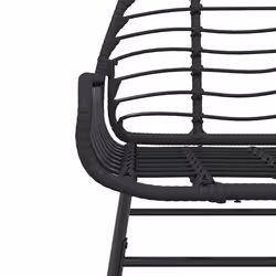 vidaXL Garden Dining Set Poly Rattan Glass outdoor dining set - black, 160 x 80 x 74 cm 6 piece - Additional view 5