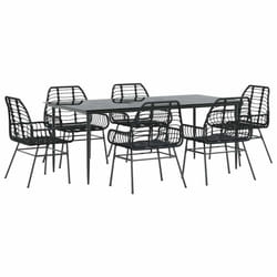 vidaXL Garden Dining Set Poly Rattan Glass outdoor dining set - black, 200 x 100 x 74 cm 6 piece