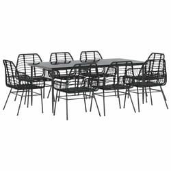 vidaXL Garden Dining Set Poly Rattan Glass outdoor dining set - black, 200 x 100 x 74 cm 8 piece
