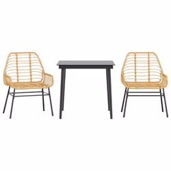 vidaXL Garden Dining Set Poly Rattan Glass outdoor dining set - brown, 80 x 80 x 74 cm 2 piece