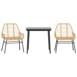 vidaXL Garden Dining Set Poly Rattan Glass outdoor dining set - brown, 80 x 80 x 74 cm 2 piece