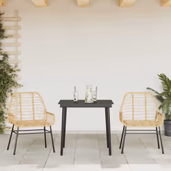 vidaXL Garden Dining Set Poly Rattan Glass outdoor dining set - brown, 80 x 80 x 74 cm 2 piece