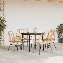 vidaXL Garden Dining Set Poly Rattan Glass outdoor dining set - brown, 80 x 80 x 74 cm 4 piece - Additional view 2
