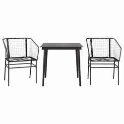 vidaXL Garden Dining Set Poly Rattan Glass outdoor dining set - black, 80 x 80 x 74 cm 2 piece