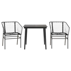 vidaXL Garden Dining Set Poly Rattan Glass outdoor dining set - black, 80 x 80 x 74 cm 2 piece