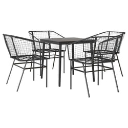 vidaXL Garden Dining Set Poly Rattan Glass outdoor dining set - black, 80 x 80 x 74 cm 4 piece