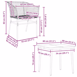 vidaXL Garden Dining Set Poly Rattan Glass outdoor dining set - black, 80 x 80 x 74 cm 4 piece