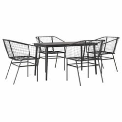 vidaXL Garden Dining Set Poly Rattan Glass outdoor dining set - black, 140 x 70 x 74 cm 4 piece