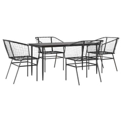 vidaXL Garden Dining Set Poly Rattan Glass outdoor dining set - black, 160 x 80 x 74 cm 4 piece
