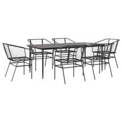 vidaXL Garden Dining Set Poly Rattan Glass outdoor dining set - black, 200 x 100 x 74 cm 6 piece