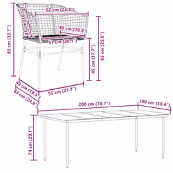 vidaXL Garden Dining Set Poly Rattan Glass outdoor dining set - black, 200 x 100 x 74 cm 6 piece