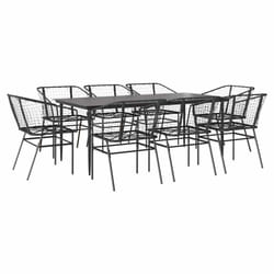 vidaXL Garden Dining Set Poly Rattan Glass outdoor dining set - black, 200 x 100 x 74 cm 8 piece