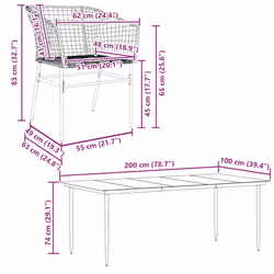 vidaXL Garden Dining Set Poly Rattan Glass outdoor dining set - black, 200 x 100 x 74 cm 8 piece