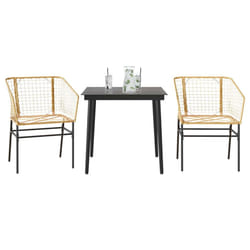 vidaXL Garden Dining Set Poly Rattan Glass outdoor dining set - brown, 80 x 80 x 74 cm 2 piece