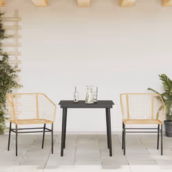 vidaXL Garden Dining Set Poly Rattan Glass outdoor dining set - brown, 80 x 80 x 74 cm 2 piece