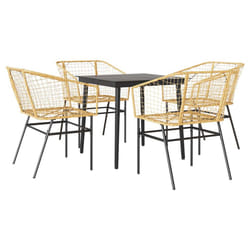 vidaXL Garden Dining Set Poly Rattan Glass outdoor dining set - brown, 80 x 80 x 74 cm 4 piece