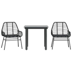 vidaXL Garden Dining Set Poly Rattan Glass outdoor dining set - black, 80 x 80 x 74 cm/ 2 piece