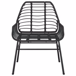 vidaXL Garden Dining Set Poly Rattan Glass outdoor dining set - black, 80 x 80 x 74 cm/ 2 piece - Additional view 5