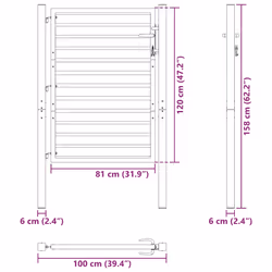 vidaXL Garden Gate Lockable Black 100x150 cm Aluminium metal garden gate - 100 x 120 cm