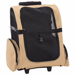 vidaXL Foldable Multipurpose Pet Trolley Travel Trailer Dog Carrier Stroller - sand