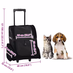 vidaXL Foldable Multipurpose Pet Trolley Travel Trailer Dog Carrier Stroller - black