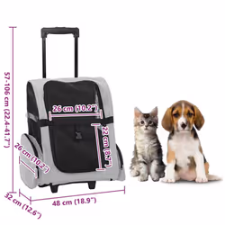 vidaXL Foldable Multipurpose Pet Trolley Travel Trailer Dog Carrier Stroller - grey