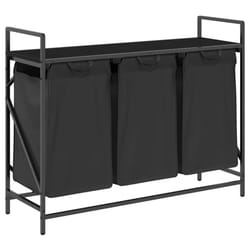 vidaXL Laundry Basket 3 Compartments with Shelf Black Oak laundry hamper