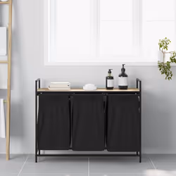 vidaXL Laundry Basket 3 Compartments with Shelf Sonoma Oak laundry hamper