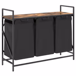 vidaXL Laundry Basket 3 Compartments with Shelf Smoked Oak laundry hamper