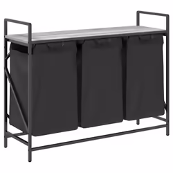 vidaXL Laundry Basket 3 Compartments with Shelf Grey Sonoma laundry hamper