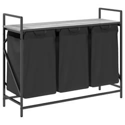 vidaXL Laundry Basket 3 Compartments with Shelf Grey Sonoma laundry hamper
