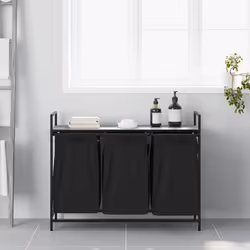 vidaXL Laundry Basket 3 Compartments with Shelf Grey Sonoma laundry hamper