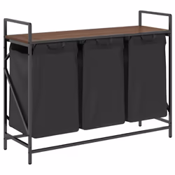 vidaXL Laundry Basket 3 Compartments with Shelf Brown Oak laundry hamper