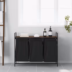 vidaXL Laundry Basket 3 Compartments with Shelf Brown Oak laundry hamper