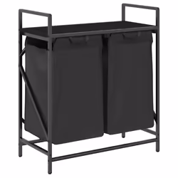 vidaXL Laundry Basket 2 Compartments with Shelf Black Oak laundry hamper