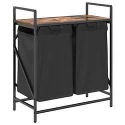 vidaXL Laundry Basket 2 Compartments with Shelf Smoked Oak laundry hamper