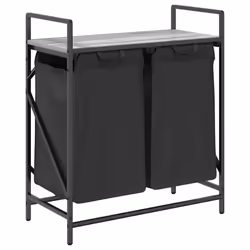 vidaXL Laundry Basket 2 Compartments with Shelf Grey Sonoma laundry hamper