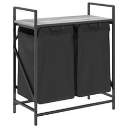 vidaXL Laundry Basket 2 Compartments with Shelf Grey Sonoma laundry hamper