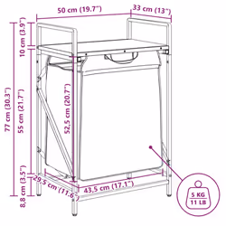 vidaXL Laundry Basket 1 Compartment with Shelf laundry hamper - smoked oak