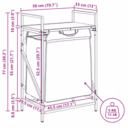 vidaXL Laundry Basket 1 Compartment with Shelf laundry hamper - grey sonoma