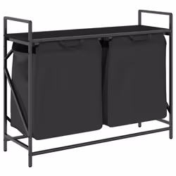 vidaXL Laundry Basket 2 Compartments with Shelf Brown Oak laundry hamper - black oak