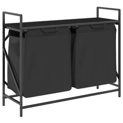 vidaXL Laundry Basket 2 Compartments with Shelf Brown Oak laundry hamper - black oak